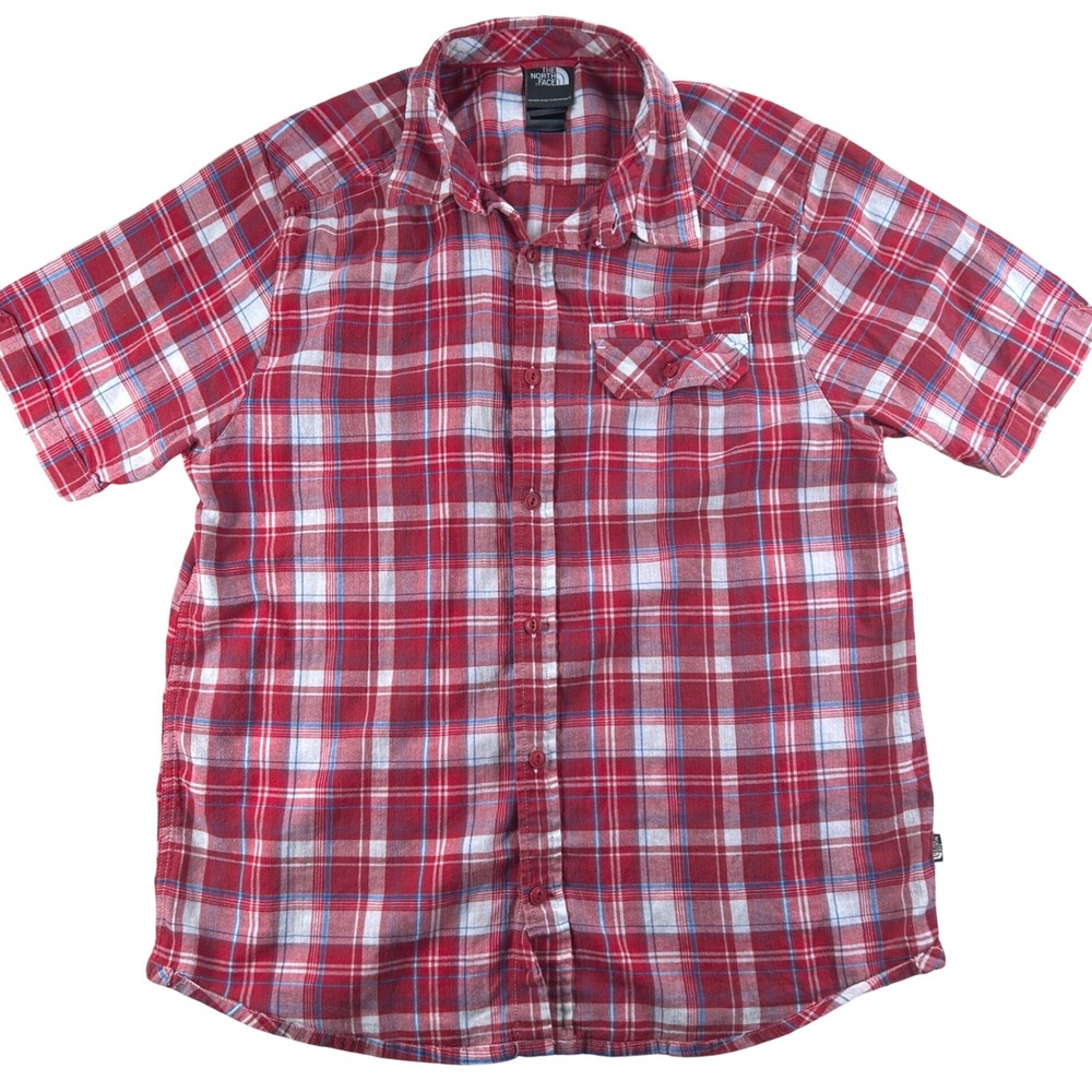 The‎ North Face Plaid Button Up Shirt Mens Large Red Hiking Outdoor Gorpcore